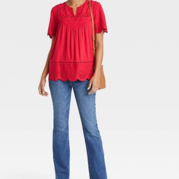 New Knox Rose top short sleeve eyelet peasant cotton black - Picture 5 of 16